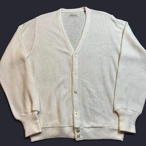 Vintage cardigan sweater white grandpa grunge preppy academia‎ size large